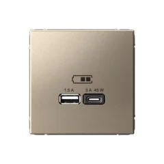 ARTGALLERY USB РОЗЕТКА A + тип-C 45Вт высокоскор.заряд. QC, PD, механизм, ШАМПАНЬ G Systeme Electric