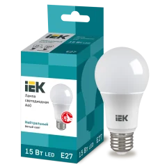 Лампа LED A60 груша 15Вт 230В 4000К E27 IEK LLE-A60-15-230-40-E27