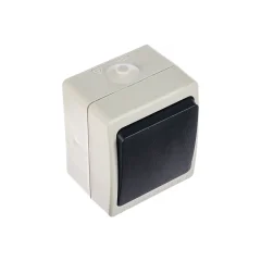 Переключатель одноклавишный, 250В, 10А, IP54, серия Велена, PSW10-112-54, серый/графит STEKKER 32756