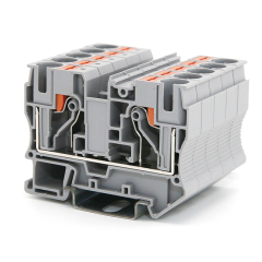 Клемма проходная, зажим push-in, 2 точки подключения, 10 кв.мм, серая DKC VPR-10-GY