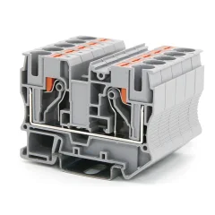 Клемма проходная, зажим push-in, 2 точки подключения, 10 кв.мм, серая DKC VPR-10-GY