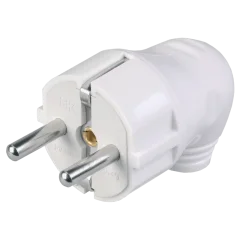 Вилка разборная угловая ВПу11-01-Ст с заземляющим контактом 16А белая IEK EVP11-16-01-K01