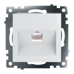 Розетка компьютерная 1-местная RJ-45 (механизм), серия Катрин, GLS00-7107-01, белый STEKKER 39305