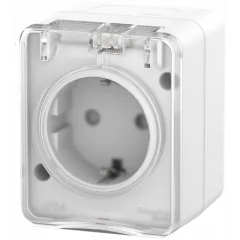 Уценка — AtlasDesign PROFI IP54 О/У РОЗЕТКА с заземлением со шторками 16А 250В, БЕЛЫЙ ATN540 Systeme