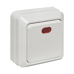 Рим Выключатель 1-клавишный с индикатором 10А белый EKF ENV10-121-10