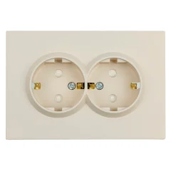 Розетка 2-местная с защитной шторкой, , с/з, 250В, 16А, серия Эмили, RST16-5114-08, кашемир, STEKKER