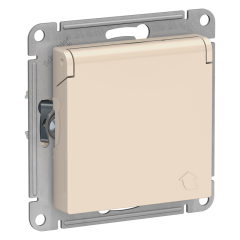 ATLASDESIGN РОЗЕТКА с заземл. со шторк. с крышкой, 16А, IP20, механизм, БЕЖЕВЫЙ ATN Systeme Electric