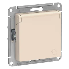 ATLASDESIGN РОЗЕТКА с заземл. со шторк. с крышкой, 16А, IP20, механизм, БЕЖЕВЫЙ ATN Systeme Electric