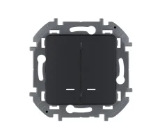 Выключатель двухклавишный с подсветкой/индикацией - INSPIRIA - 10 AX - 250 В~ - антрацит 673 Legrand