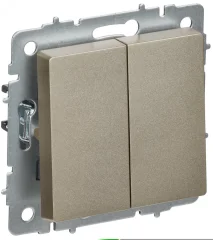 BRITE Выключатель 2-клавишный перекрестный 10А ВС10-2-3-БрШ шампань IEK BR-V23-0-10-K37