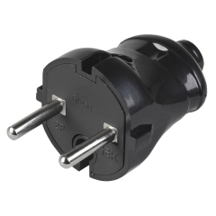 Вилка разборная прямая ВПп20-02-Ст без заземляющего контакта 6А черная IEK EVP20-06-01-K02