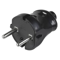 Вилка разборная прямая ВПп20-02-Ст без заземляющего контакта 6А черная IEK EVP20-06-01-K02