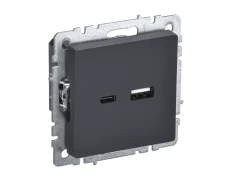 BRITE Роз. USB A+C 18Вт РЮ11-1-БрГ граф. IEK BR-U22-018-K53