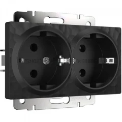 Розетка двойная с заземлением (черный) Hammer W1272008 Werkel a052050