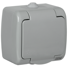 AQUATIC Розетка 1-местная с заземлением и крышкой для открытой установки 16А IP54 РСш12-2-А ERA1 IEK