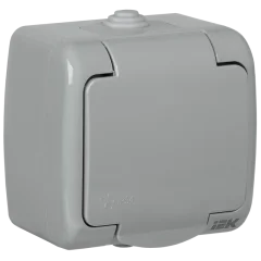 AQUATIC Розетка 1-местная с заземлением и крышкой для открытой установки 16А IP54 РСш12-2-А ERA1 IEK