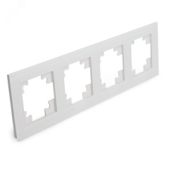 Рамка 4-местная, стекло, серия Катрин, GFR00-7004-01, белый STEKKER 39257