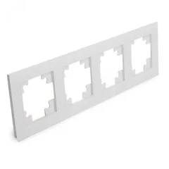 Рамка 4-местная, стекло, серия Катрин, GFR00-7004-01, белый STEKKER 39257