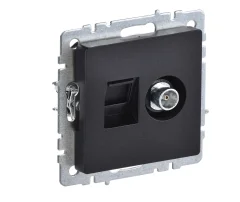 BRITE Роз. двойная TV+RJ45 кат.5E РТВ/РК12-БрЧ черн. IEK BR-AK20-1-K02