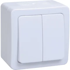 Выключатель 2-клавишный для открытой установки ВС20-2-0-ГПБ IP54 ГЕРМЕС PLUS (цвет клавиши: белый) I
