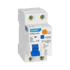 Диф. автомат NXBLE-63Y 1P+N 10А 30mA электронный тип AС, х-ка С, 4.5kA CHINT 105541