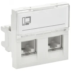 PRIMER РКИ-22-00-П-5 Розетка компьютерная RJ45 UTP кат.5E (2 модуля 2 входа) белая PR-KK40D-RI-0 IEK