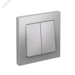 Выключатель двухклавишный ATLASDESIGN схема 5 10АХ в сборе алюминий Systeme Electric ATN000352