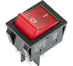Выключатель клавишный 250V 25А (4с) ON-OFF красный с подсветкой REXANT (10/10/500) Rexant 36-2343