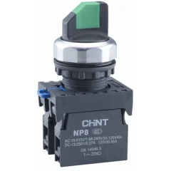 Переключатель без подсветки NP8-11X/312, 3 положение фиксацией, черный, 1НО+1НЗ, IP65 (R) 6671 CHINT