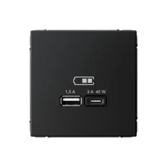 ARTGALLERY USB РОЗЕТКА A + тип-C 45Вт высокоскор.заряд. QC, PD, механизм, КАРБОН GA Systeme Electric