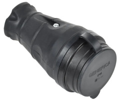 Розетка переносная с защит. кр. 16А IP44 черная GENERICA ERK20-016-01-44-K02-G