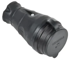 Розетка переносная с защит. кр. 16А IP44 черная GENERICA ERK20-016-01-44-K02-G