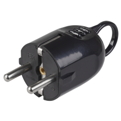 Вилка разборная угловая ВПу12-02-Ст с заземляющим контактом с кольцом 16А черная IEK EVP12-16-01-K02