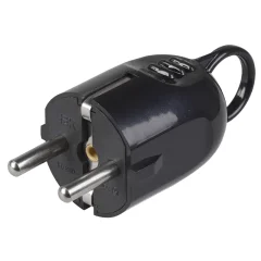 Вилка разборная угловая ВПу12-02-Ст с заземляющим контактом с кольцом 16А черная IEK EVP12-16-01-K02