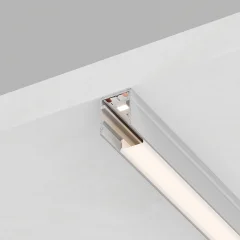 Профиль алюминиевый накладной, 10х10мм, серебро, CAB243 (в комплекте с матовым экраном, 2 заглушками