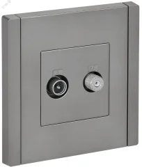 FORTE&PIANO Розетка двойная TV+SAT FP538 сталь IEK FP-AF20-O-K46
