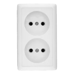 ХИТ О/У РОЗЕТКА двойная без заземления без шторок 16А, 250В, БЕЛЫЙ. Россия RA16-237 Systeme Electric