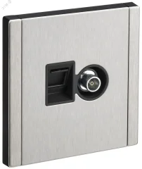 FORTE&PIANO Розетка двойная TV+RJ45 кат.6 FP737M металл никель IEK FP-AK20-2-M-K50