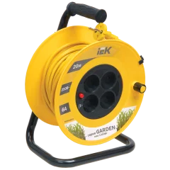 Катушка УК20 4 места 2P/20м 2х0,75мм2 "Garden" IEK WKP23-06-04-20