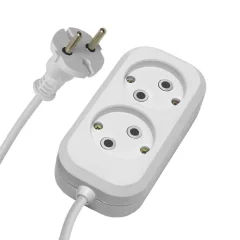 Удлинитель двухместный б/з 2x0,75, 3м, серия Home, HM01-20-03 (У10-428), белый STEKKER 39202