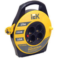 Катушка УК10 4 места 2P+PE/10м 3х1,5мм2 "Industrial" IEK WKP15-16-04-10