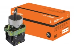 Переключатель на 3 положения SB2-BD33 с фиксацией, 2НО, стандартная ручка, d22 мм, черный, IP40 TDM 