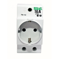 Розетка модульная на DIN-рейку 2P+PEN 16A 220В РМ-102 DEKraft 18012DEK