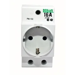 Розетка модульная на DIN-рейку 2P+PEN 16A 220В РМ-102 DEKraft 18012DEK