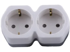 Разветвитель сетевой 2-местный с/з, ADP16-12-20, белый/серый , STEKKER 32870