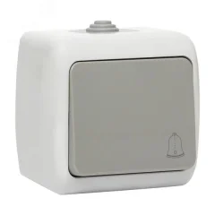 Кнопка звонка Мурманск 1-клавишная 10А IP54 серая EKF EFZ10-026-30-54