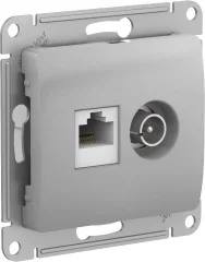 GLOSSA РОЗЕТКА двойная ТВ + компьютерная RJ45, кат. 5Е, АЛЮМИНИЙ Systeme Electric GSL000389