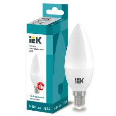 Лампа LED C35 свеча 5Вт 230В 4000К E14 IEK LLE-C35-5-230-40-E14