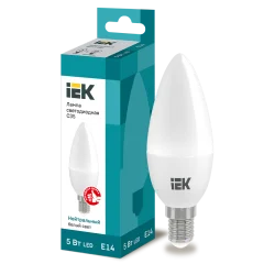 Лампа LED C35 свеча 5Вт 230В 4000К E14 IEK LLE-C35-5-230-40-E14