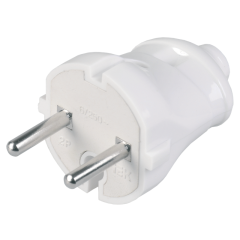 Вилка разборная прямая ВПп20-01-Ст без заземляющего контакта 6А белая IEK EVP20-06-01-K01